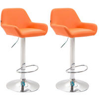 BARHOCKER 2er Set Lederlook orange - Chromfarben/Orange, Textil/Metall (51/89/52cm) - CLP