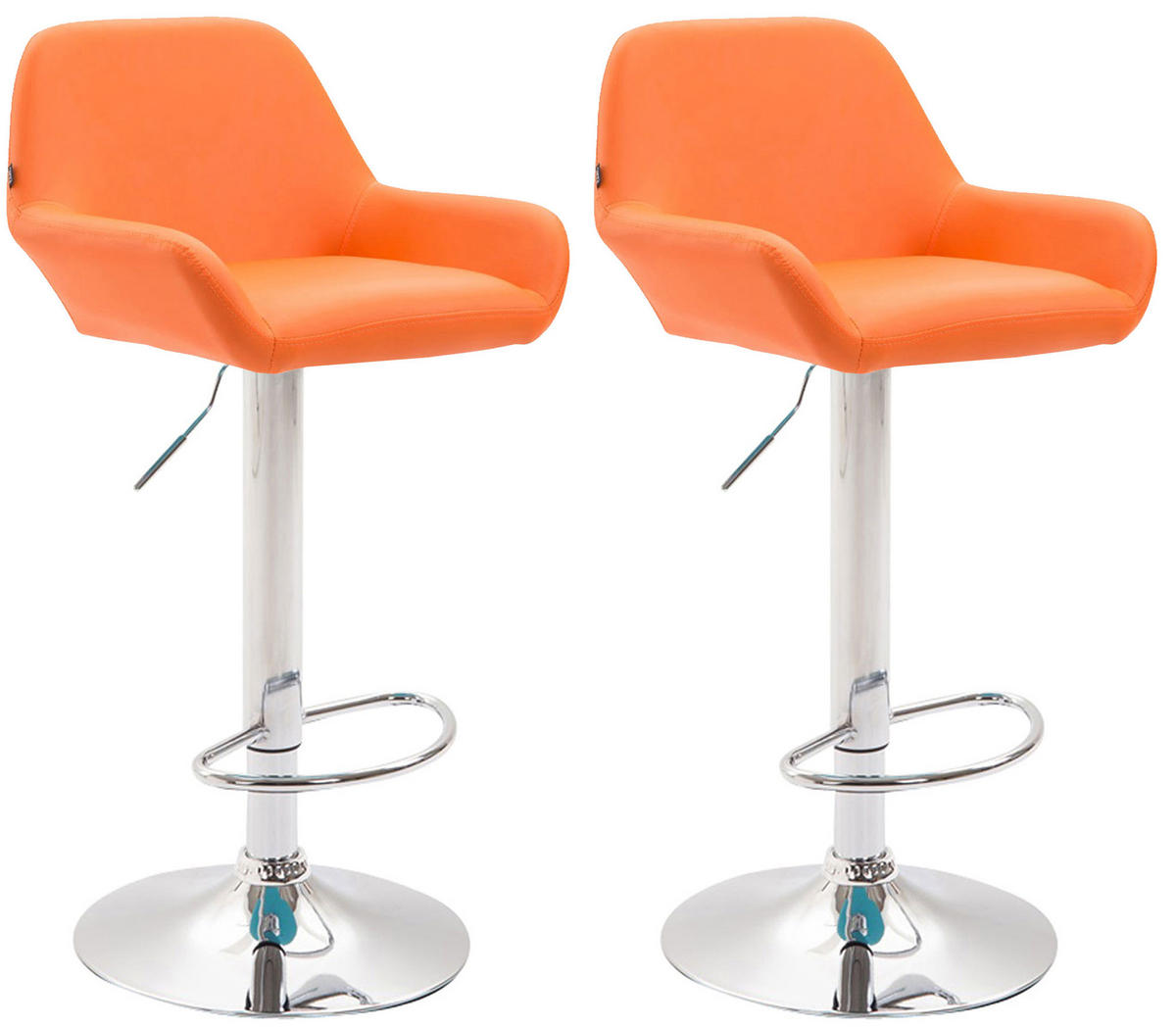 BARHOCKER 2er Set Lederlook orange - Chromfarben/Orange, Textil/Metall (51/89/52cm) - CLP