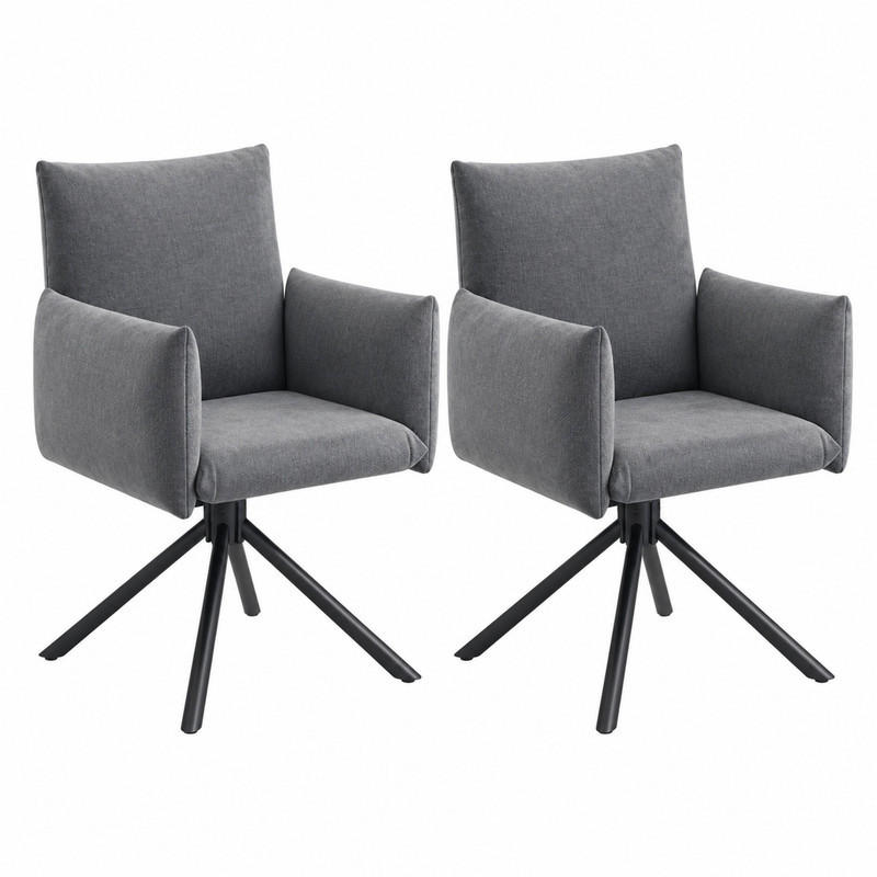 ESSZIMMERSTUHL 2er-Set 360° drehbar Samt Grau - Grau, Metall (60/88/60cm) - Meubliv