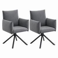 ESSZIMMERSTUHL 2er-Set 360° drehbar Samt Grau - Grau, Metall (60/88/60cm) - Meubliv