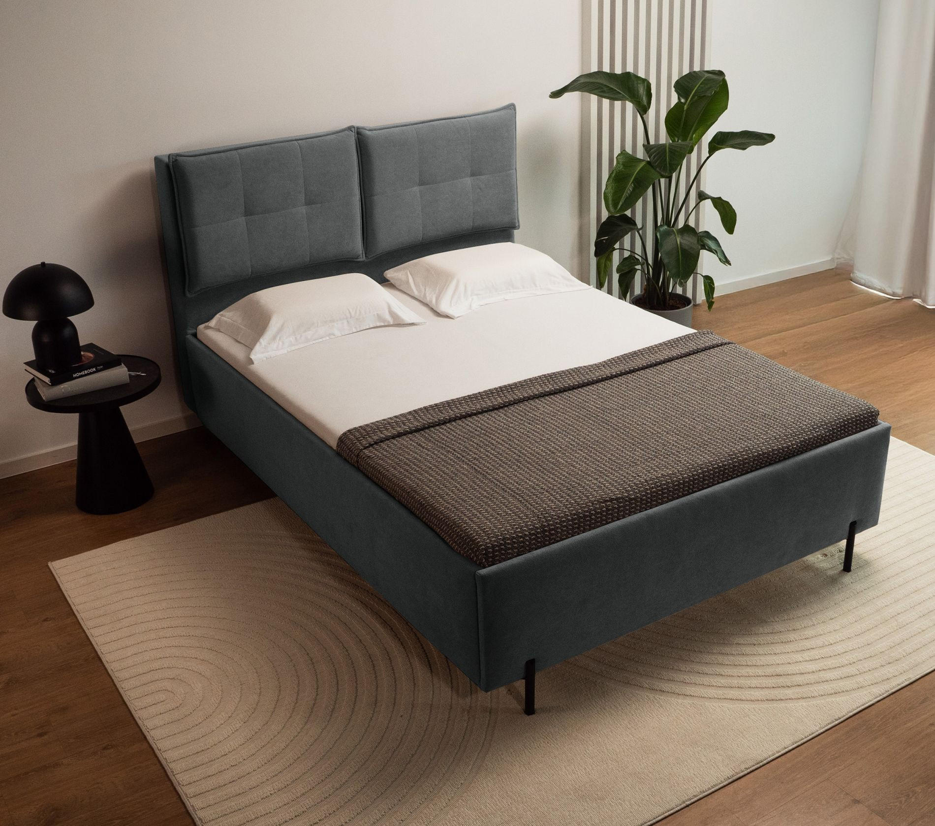 Thumbnail - Selsey Polsterbett, Dunkelgrau, Textil, 2-Sitzer, 180x200 cm, Schlafzimmer, Betten, Polsterbetten