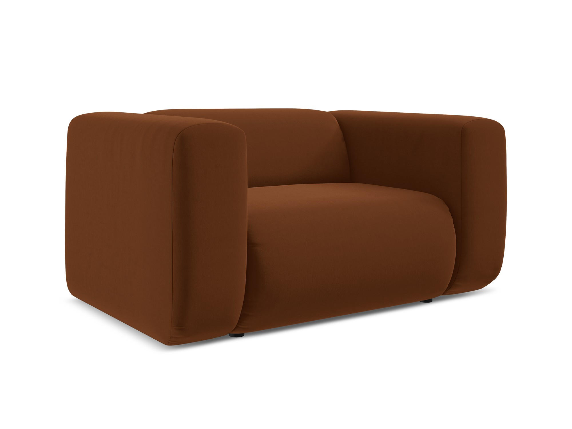 SESSEL Samt Stoff Orange - Terracotta/Schwarz, Kunststoff/Textil (137/70/89cm) - Makamii