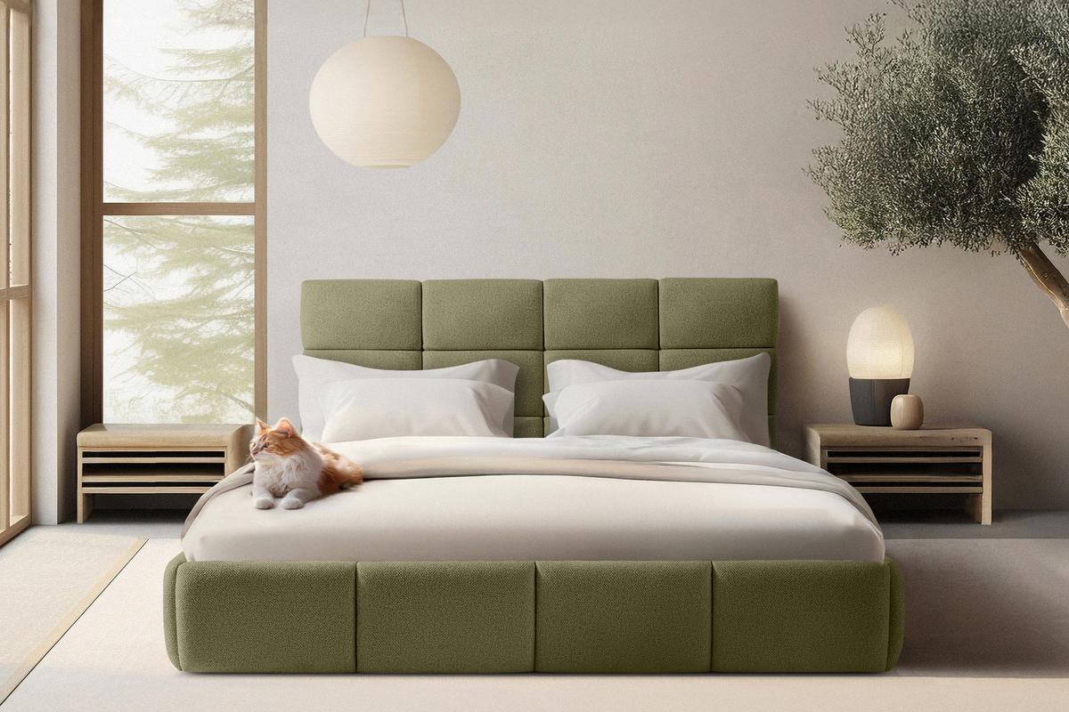 POLSTERBETT ALTOS Bouclé, grün - Grün, Holz/Holzwerkstoff (180/200cm) - KONSIMO®
