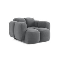 SESSEL Samt Stoff Grau - Edelstahlfarben/Schwarz, Holzwerkstoff/Kunststoff (120/72/115cm) - Makamii