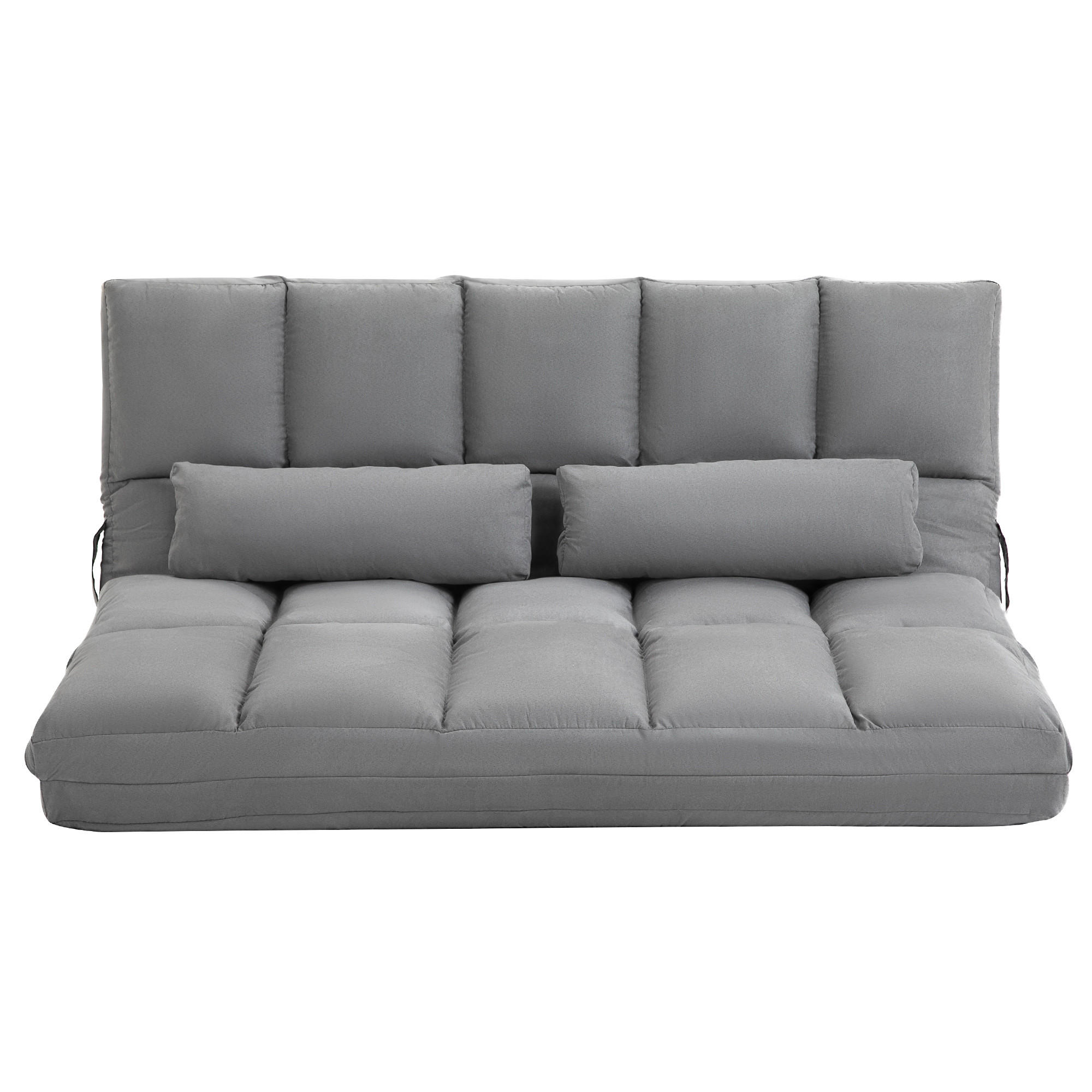 BODENSOFA klappbar Schlafsofa mit 3-stuhfig verstellbar Rückenlehne Hellgrau - Hellgrau, Textil/Metall (73/60/130cm) - HOMCOM