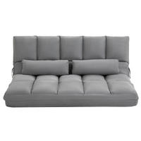 BODENSOFA klappbar Schlafsofa mit 3-stuhfig verstellbar Rückenlehne Hellgrau - Hellgrau, Textil/Metall (73/60/130cm) - HOMCOM