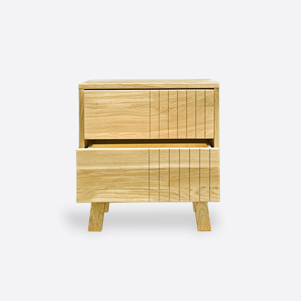 EICHEN-NACHTTISCH mit Schubladen für das Schlafzimmer NESS - Eichefarben, Holz (50/55/40cm) - Rawood Furniture