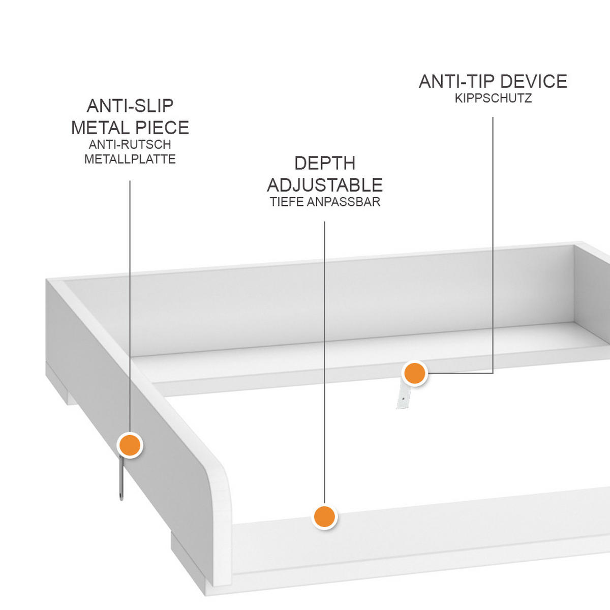 PŘEBALOVACÍ PULT Wicko Bílá - bílá, kompozitní dřevo (60/10/76cm) - Vicco
