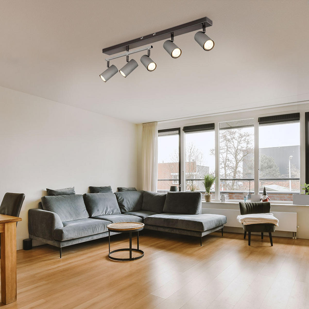 DECKENLEUCHTE Robby Grau Schwarz - Grau, Metall (70/35/17cm) - Globo Lighting