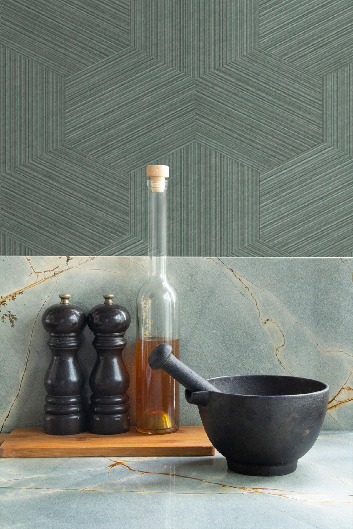 TAPETE 3D-Muster 50 x 900 cm - Grün, Papier (50/900cm) - Origin Wallcoverings