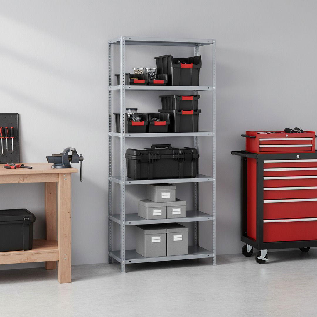 SCHRAUBREGAL PANDA TALL | HxBxT 200x100x30cm | 6 Fachböden | Fachlast 100kg | Grau - Grau, Metall (100/200/30cm) - PROREGAL