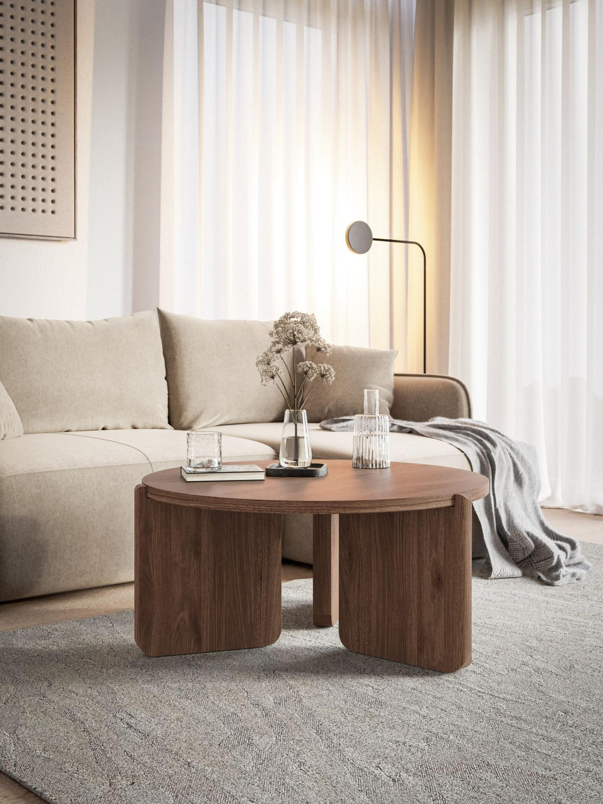 COUCHTISCH Preffines S Nussbaum 80 cm - Nussbaumfarben, Holzwerkstoff (80/80/40cm) - Selsey
