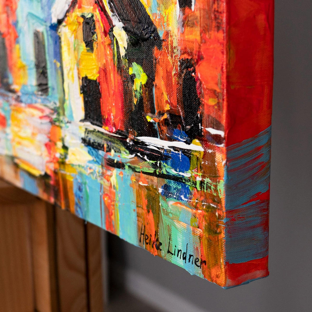 GEMÄLDE Farbenfrohe Stadt auf Keilrahmen 115x50 cm - Multicolor, Holz (115/50cm) - YS-art gallery