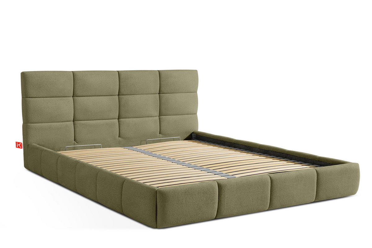 POLSTERBETT ALTOS Bouclé, grün - Grün, Holz/Holzwerkstoff (180/200cm) - KONSIMO®