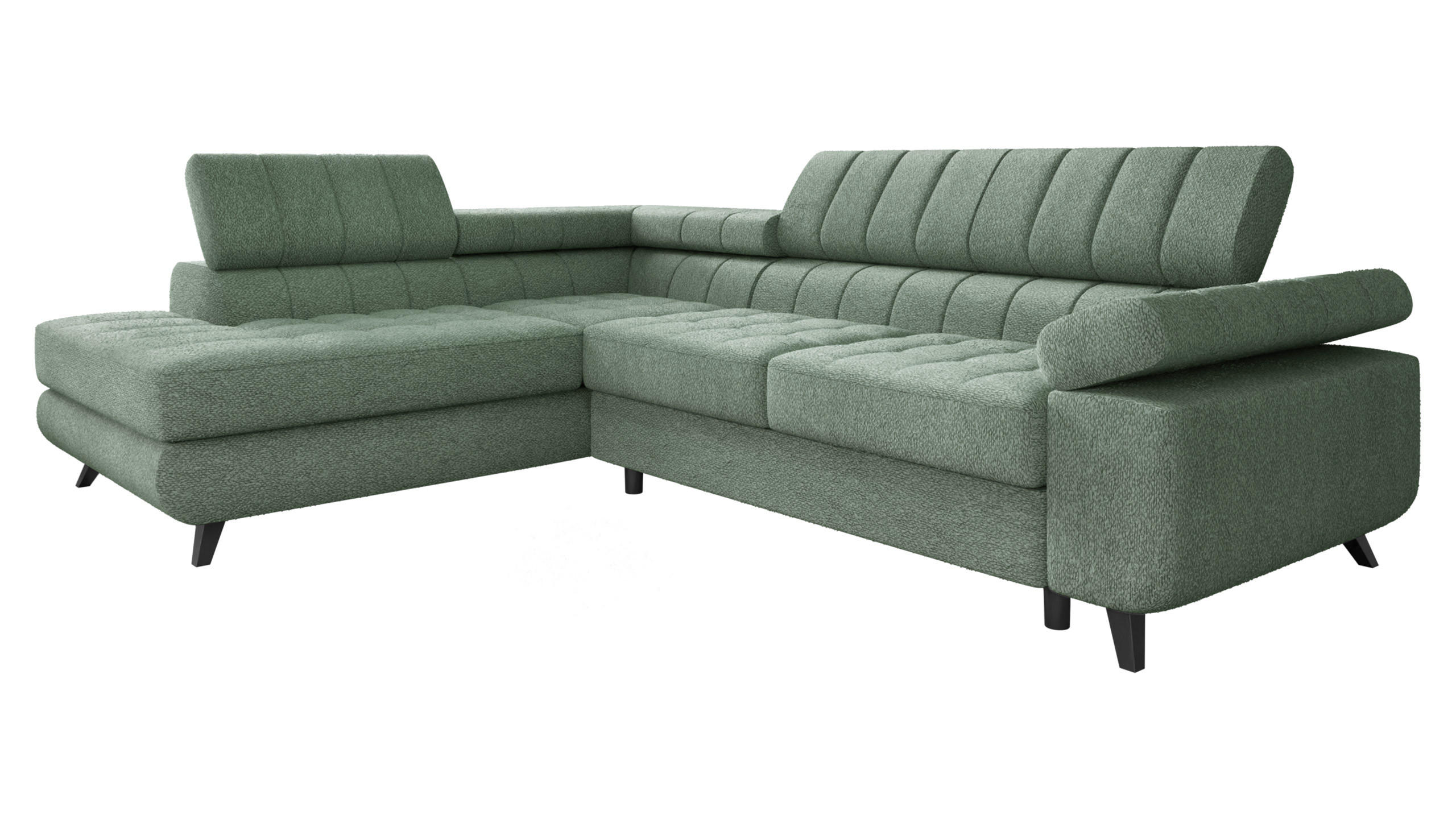 ECKSOFA Nord Premium, Seite: Links - Anthrazit/Mintgrün, Holz/Textil (264/203cm) - MIRJAN24