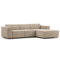 ECKSOFA mit Longchair - Beige/Schwarz, Kunststoff/Textil (260/177cm) - home24