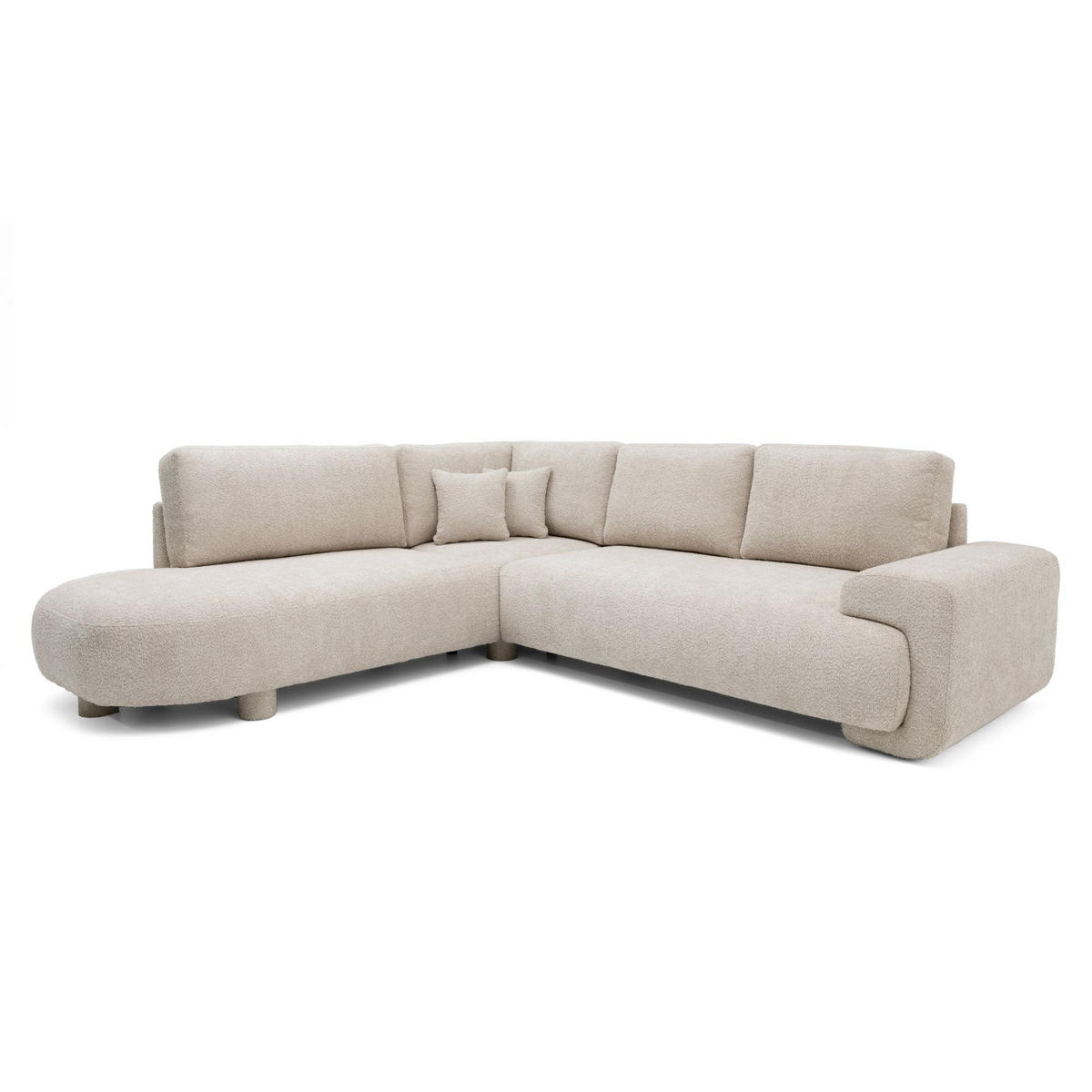 4-SITZER Ecksofa MIRABEL L Links 285x255 cm Bouclé Creme - Creme, Holz/Kunststoff (285/255cm) - Muffo
