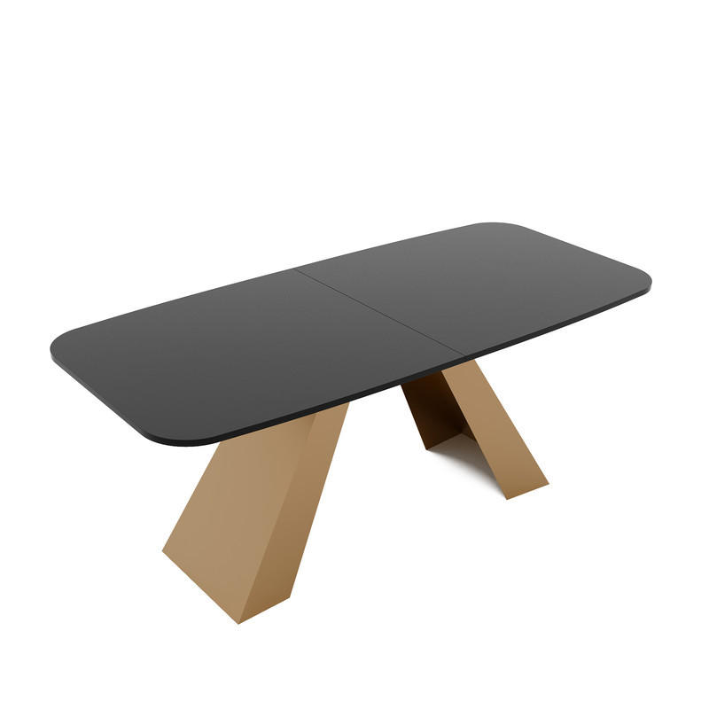 AUSZIEHTISCH ZENITH 160/90/76 cm mit Metallgestell, Gold / Schwarz - Goldfarben/Schwarz, Holzwerkstoff/Metall (90/160/76cm) - Idohome