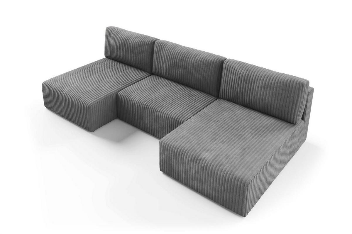 WOHNLANDSCHAFT Natalia - Grau, Holzwerkstoff/Textil (304/85/149cm) - Fun Möbel