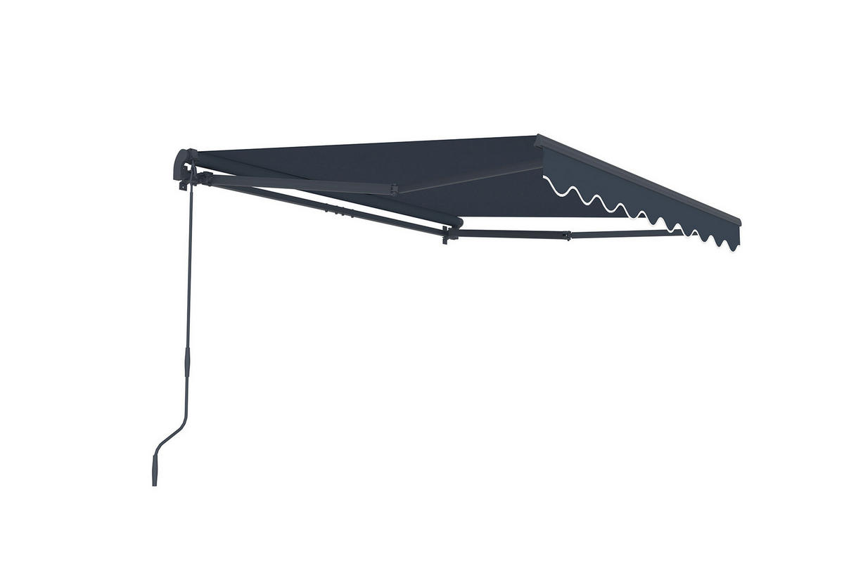 EINTEILIGE MARKISE Vecchio Grau 2,5 m x 2 m - Premium-Leinwand 320g/m² - Grau, Metall (250/270/200cm) - Cazeboo