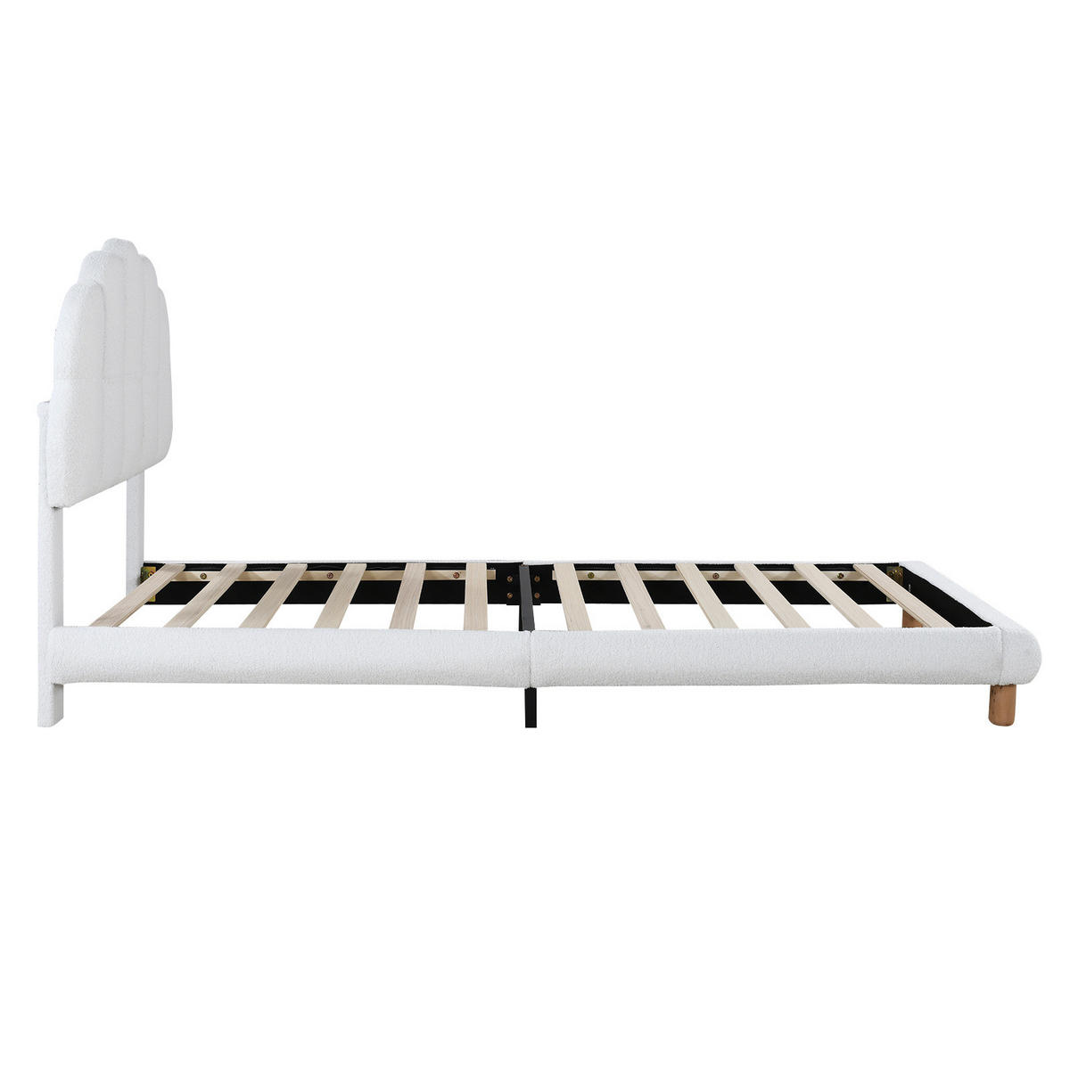 POLSTERBETT 90/200 cm mit lattenrost, verstellbarem Kopfteil und Bouclé-Bezug, Weiß - Weiß, Textil (90/200cm) - Redom