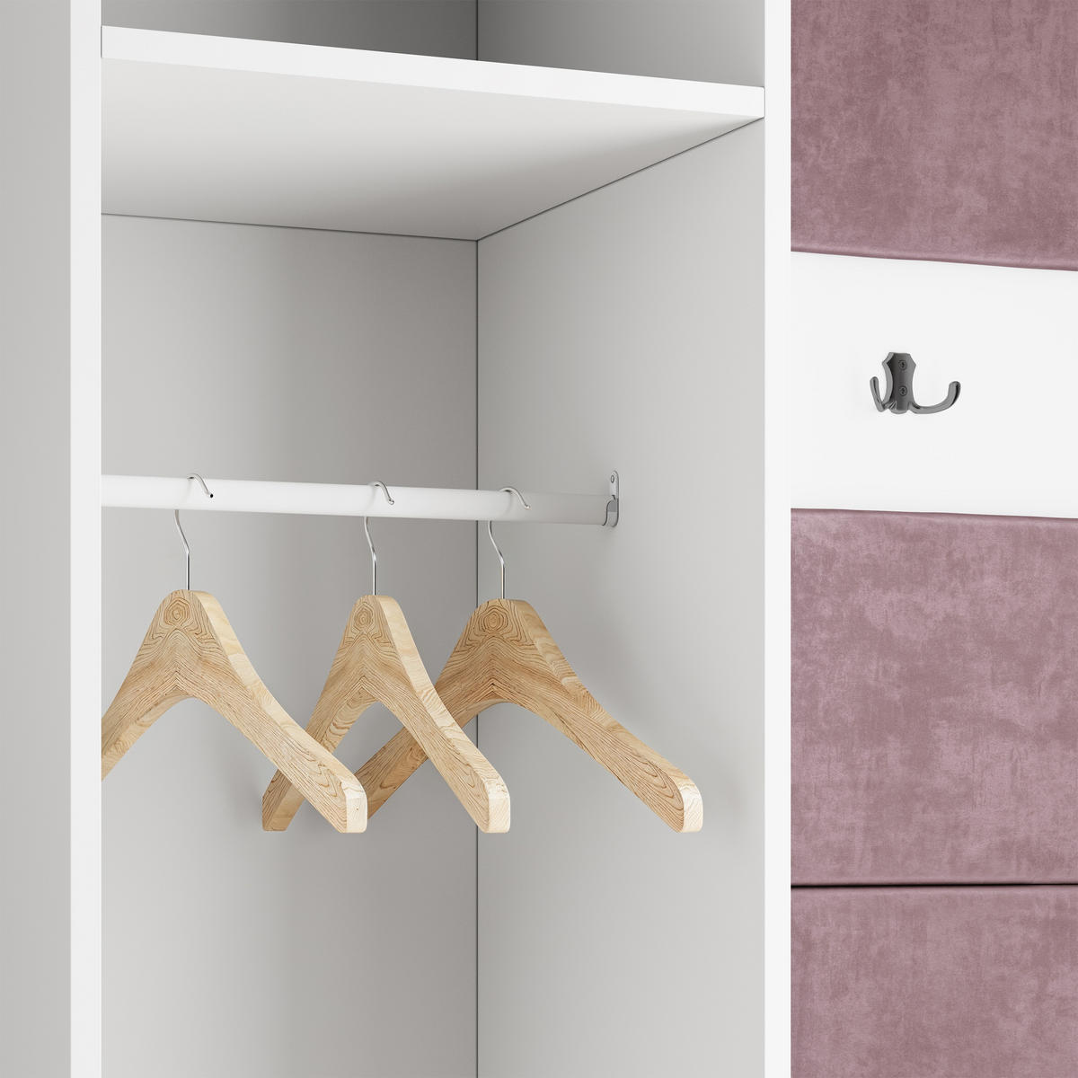 GARDEROBENSCHRANK VIRA 95/181/51 cm Modern Garderobe-Set Eiche Wotan - Eiche Wotan/Lila, Holzwerkstoff (95/181/51cm) - MASSENO