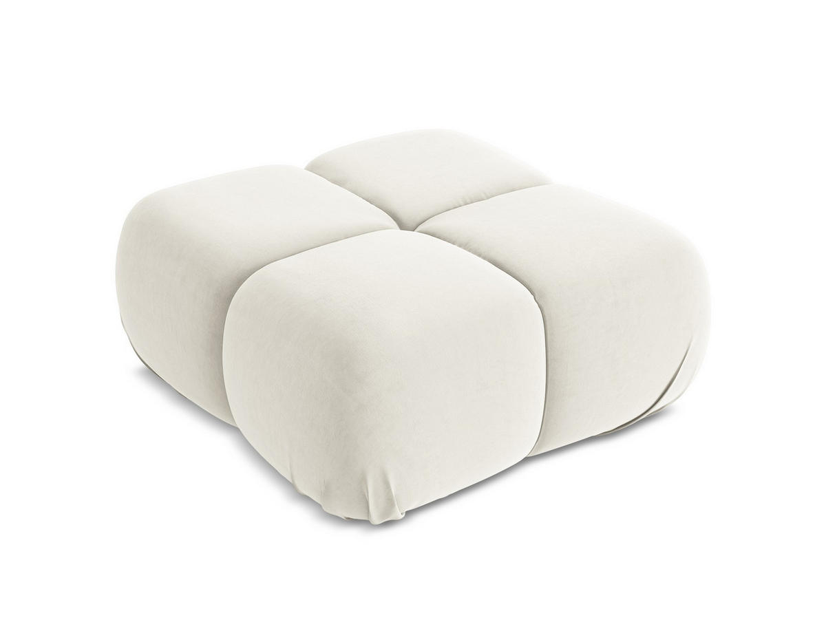 POUF Samt Stoff Beige - Beige/Creme, Kunststoff/Textil (95/41/95cm) - Makamii