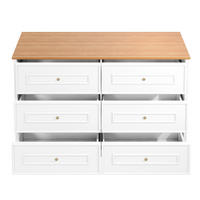 KOMMODE aus MDF & Spanplatte 120x40x76cm in Weiß mit 6 Schubladen - Weiß, Holzwerkstoff (120/76/40cm) - Modfu