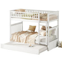 ETAGENBETT 90/200 cm in Weiß mit Ausziehbett und Treppe - Weiß, Holz (90/200cm) - BEAOK