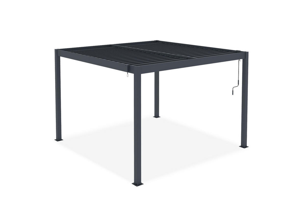 PERGOLA BIOKLIMATISCHE SELBSTTRAGENDE Piana grauem 3m x 3m - Grau, Metall (304/218/304cm) - Cazeboo