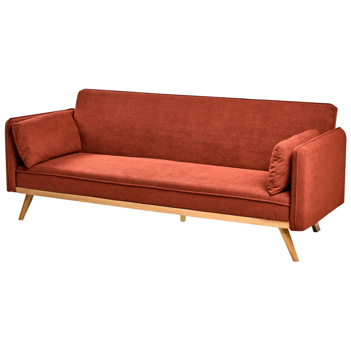 SCHLAFSOFA Stoff Rot Asaa - Rot/Braun, Textil (205/76/80cm) - Beliani