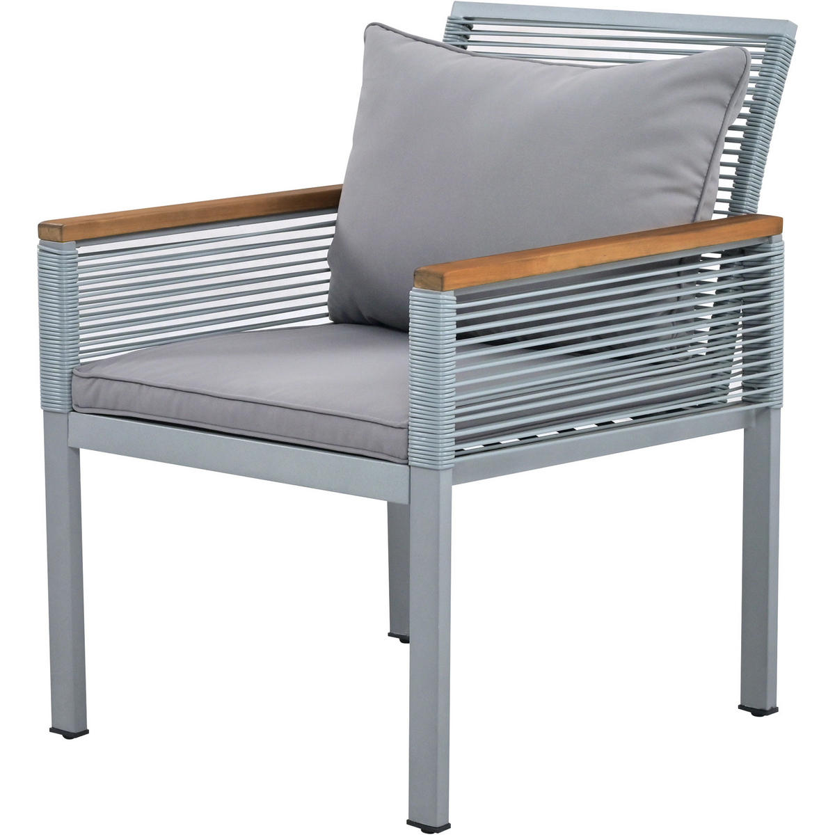 LOUNGESET Grau Rattan Doppelsofa 2 Sessel Tisch - Grau, Metall - FLIEKS