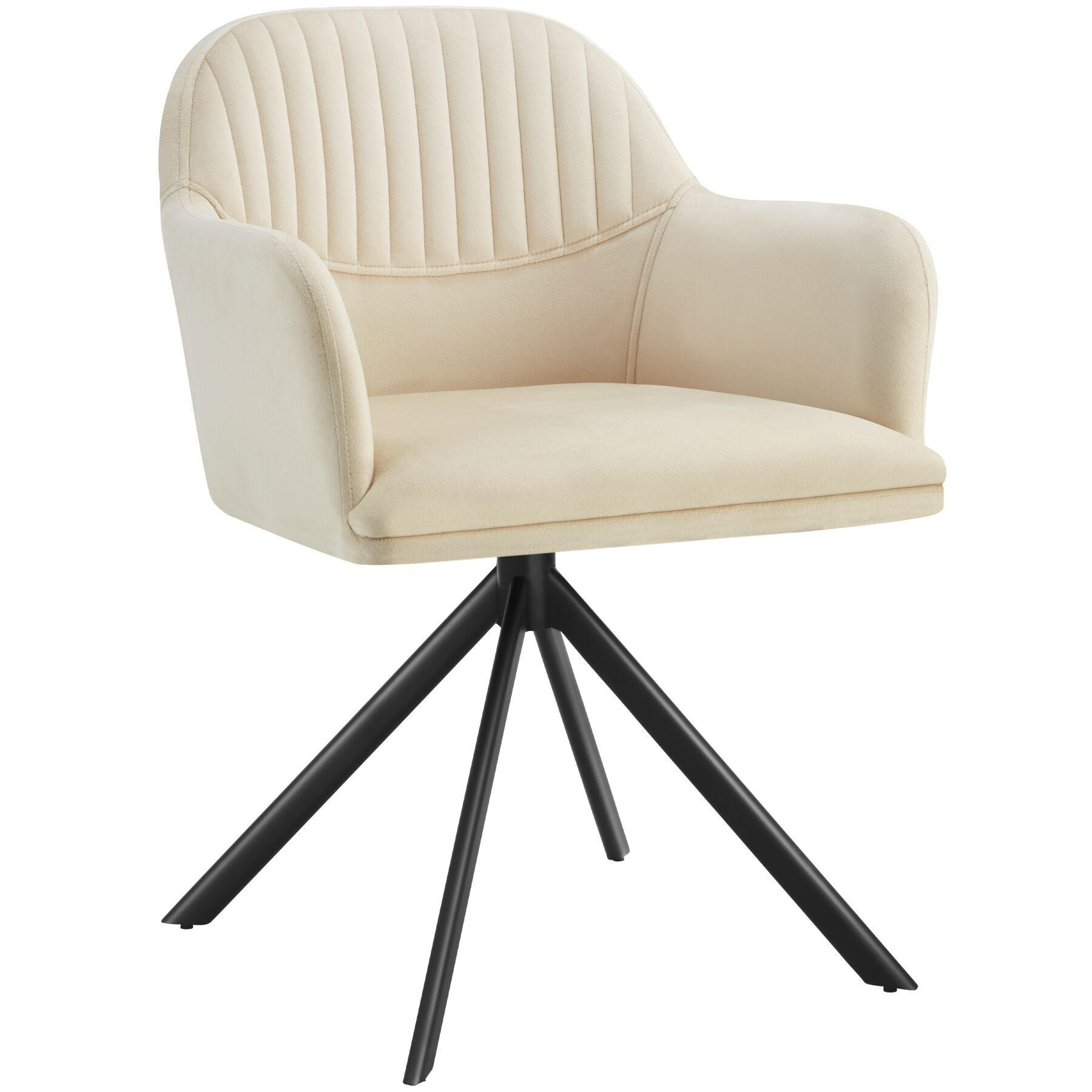 DREHSTUHL Lona 56 x 59 x 81 cm crème/schwarz - Creme/Schwarz, Textil (56/81/59cm) - tectake