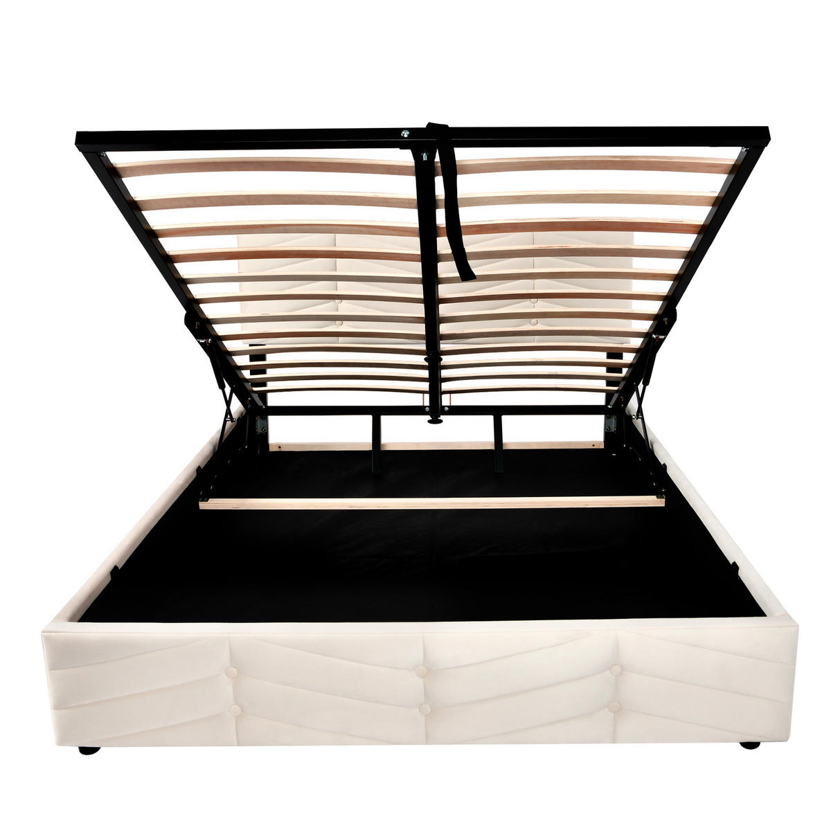 POLSTERBETT 140/200 cm beige mit höhenverstellbarem Kopfteil und Lattenrost - Beige, Textil (140/200cm) - OKWISH