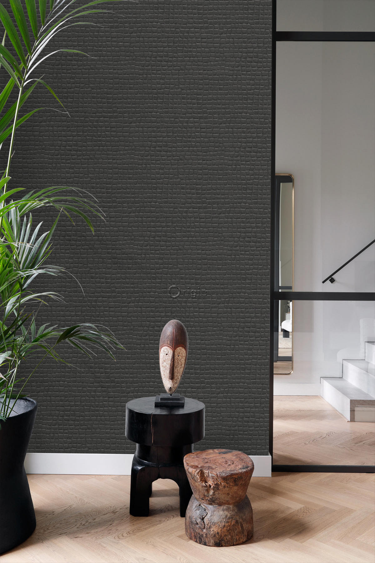 TAPETE Krokodil-Optik 53 cm x 10.05 m - Schwarz, Papier (53/1000cm) - Origin Wallcoverings