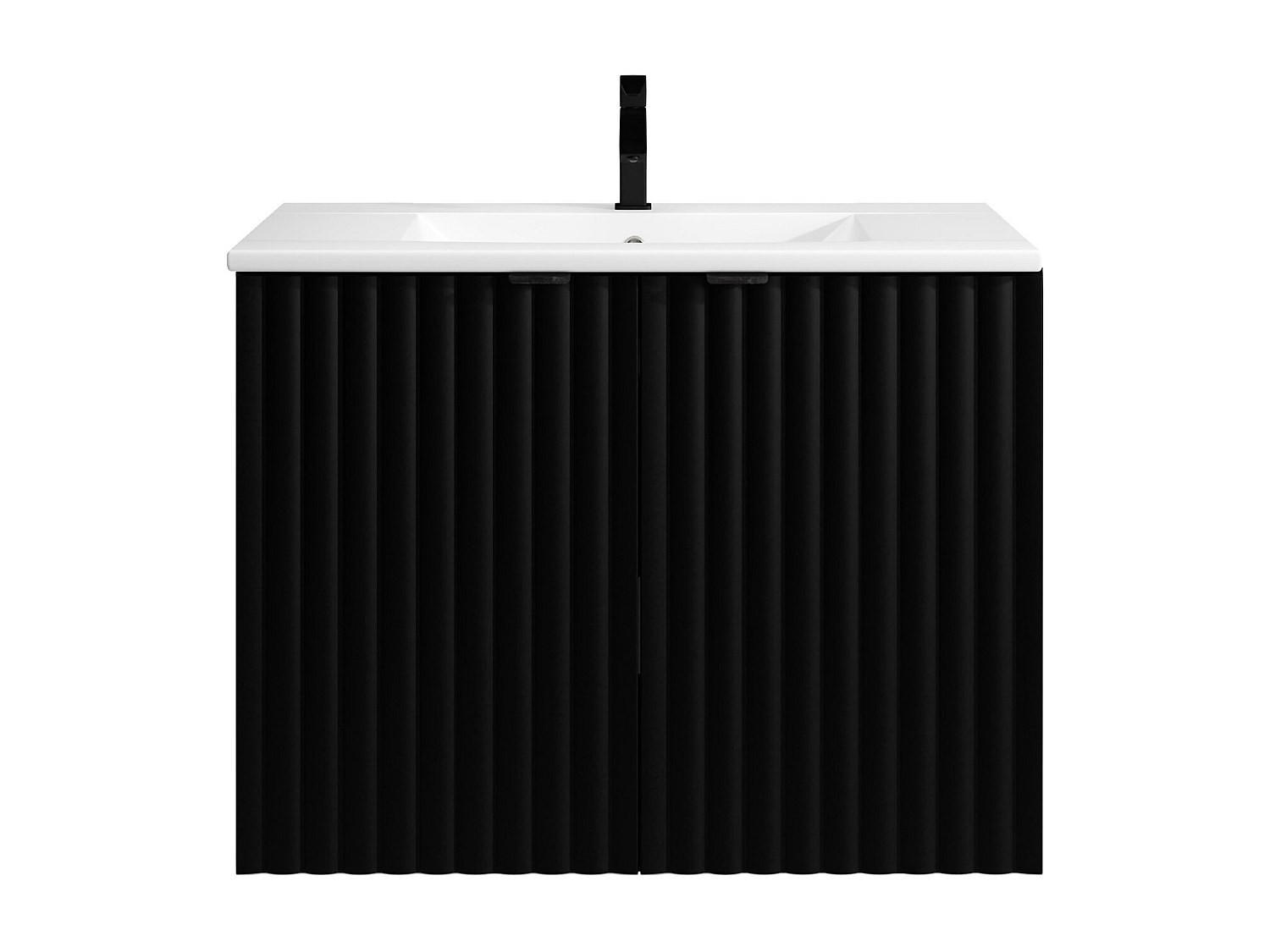 EINZELWASCHTISCH - 80 cm x 44 cm - Holz, Platte - Schwarz - ZILGA - Schwarz, Holz (80/60/44cm) - Vente-Unique