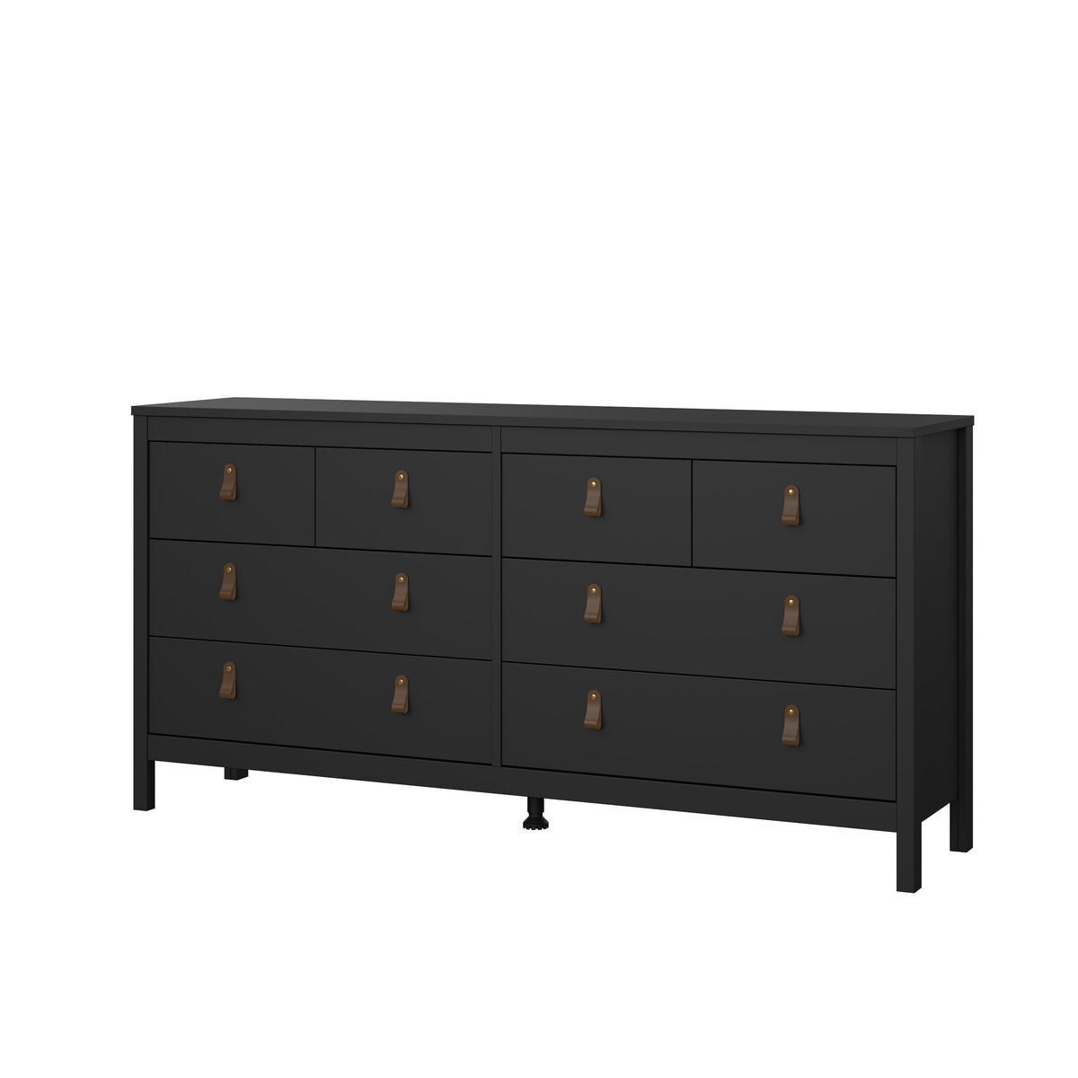 DOPPELTE Kommode mit 8 Schubladen matt schwarz barcelone 159,6/38,4/79,7 cm - Schwarz, Holzwerkstoff (38.4/79.7/159.6cm) - Calicosy