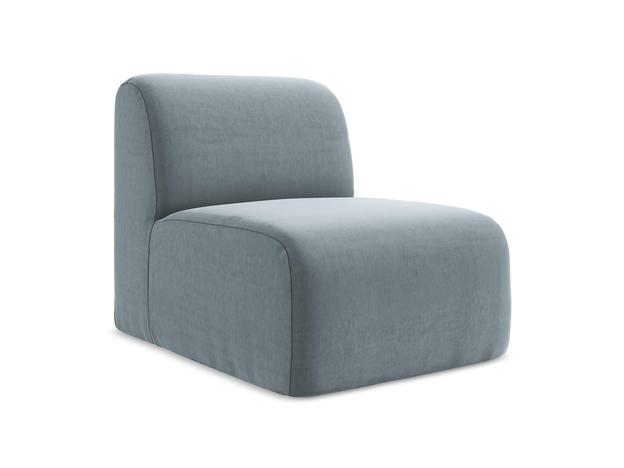 SOFAELEMENT Samt Stoff Blau - Schwarz/Hellblau, Holzwerkstoff/Kunststoff (70/75/94cm) - Makamii
