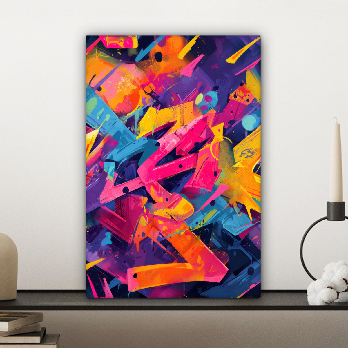 LEINWANDBILD Abstrakt - Formen - Farbenfroh Deko Wohnzimmer 20x30 cm - Magenta, Textil (20/30cm) - MuchoWow