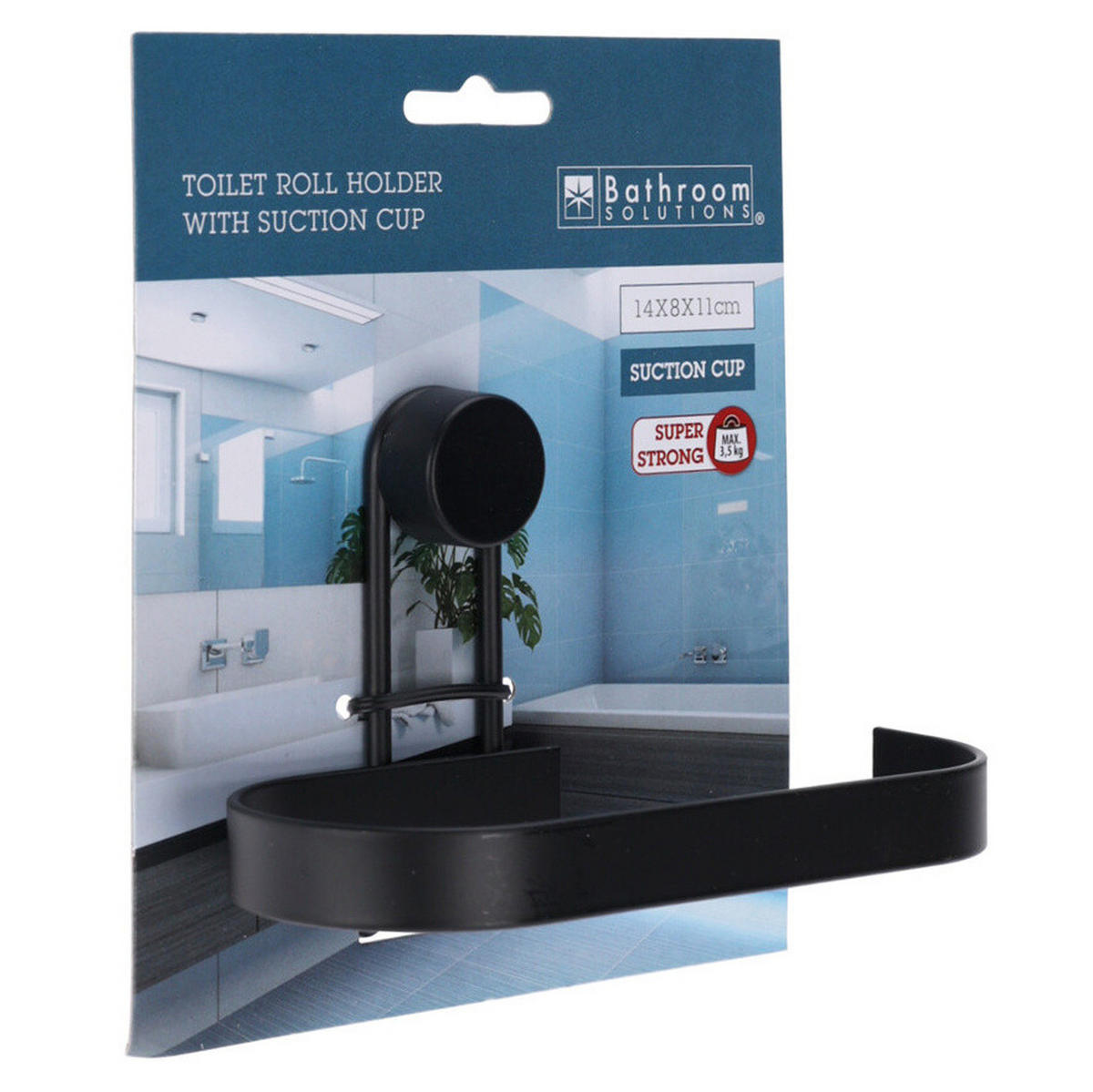 TOILETTENPAPIERHALTER mit Saugnapf 14/11/14,5 cm - Schwarz, Metall (11/14.5/14cm) - Bathroom solutions