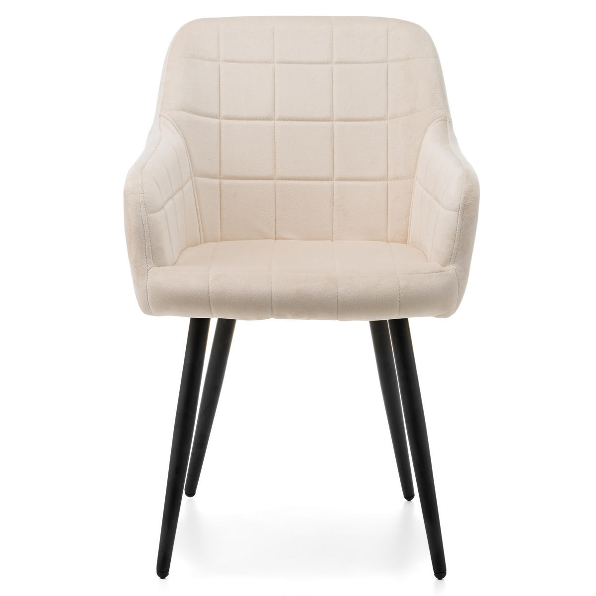 STUHL ORTE gepolstert mit Steppung - beige - Samt Velours - Beige/Schwarz, Textil/Metall (56/85/62cm) - NEW HOME