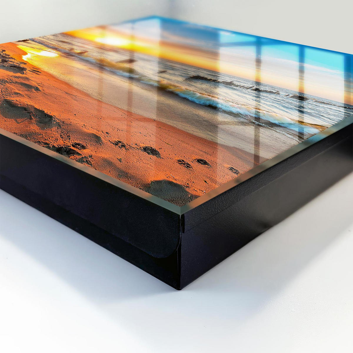 SCHLÜSSELBOX Schwarz 30x30 cm- Türöffnung nach rechts - Sonnenuntergang - Gelb, Metall (30/30/5cm) - TULUP