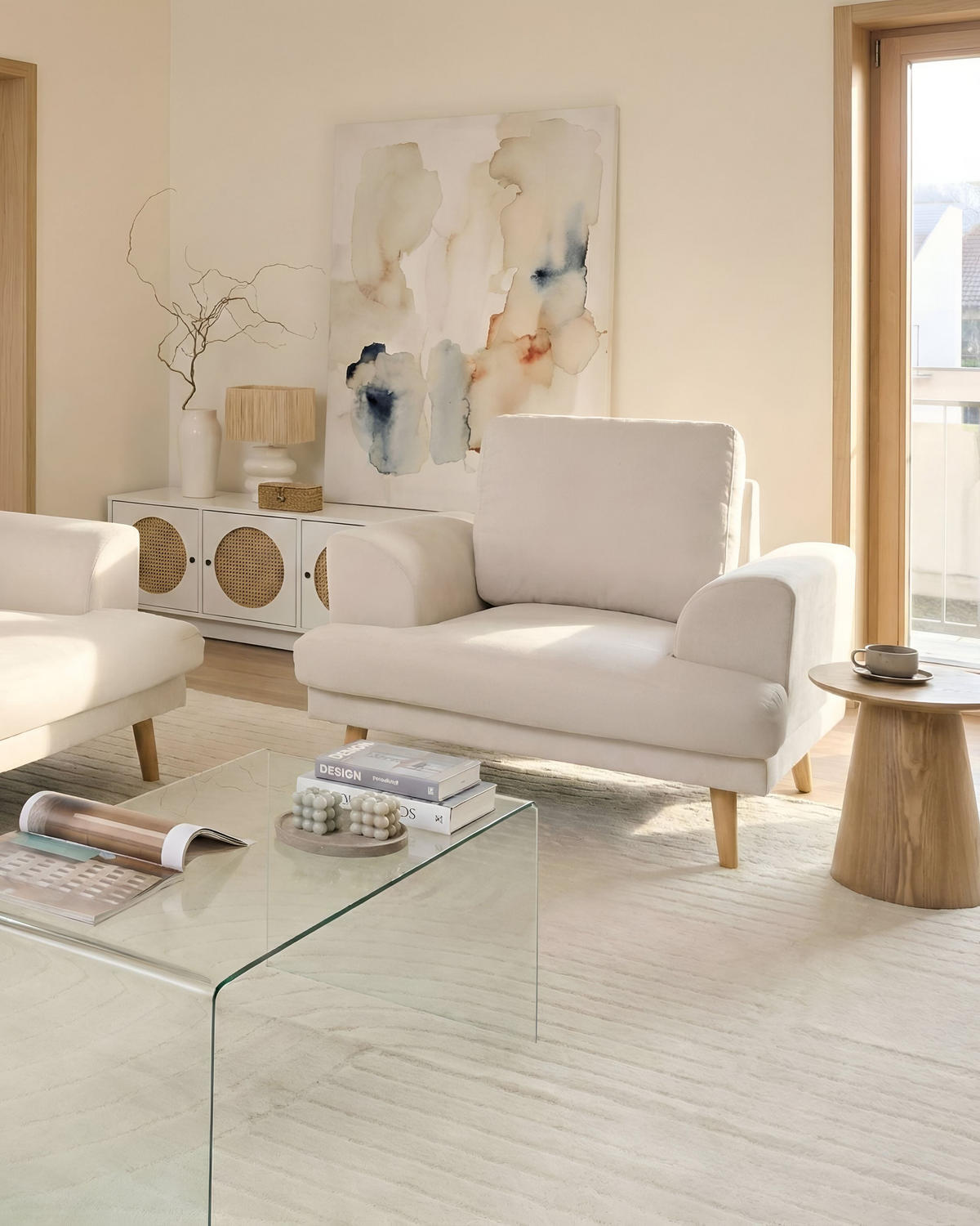 SESSEL Stoff Hellbeige Kildal - Beige, Textil (114/90/96cm) - Beliani