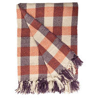 DECKE Würfel 130x180 cm, 100% Baumwolle, Violett-Orange - Orange, Textil (130/180cm) - Au Maison