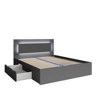 BETT FAVERO – 180×200 cm - mit lattenrost und Schubladen Grau Graphit - Grau, Holzwerkstoff (180/200cm) - Milaros Markt