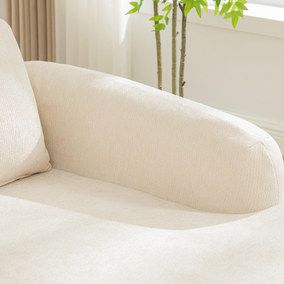 ECKSOFA Chenille Beige mit Kissen - Beige, Textil (270/172cm) - WISHDOR