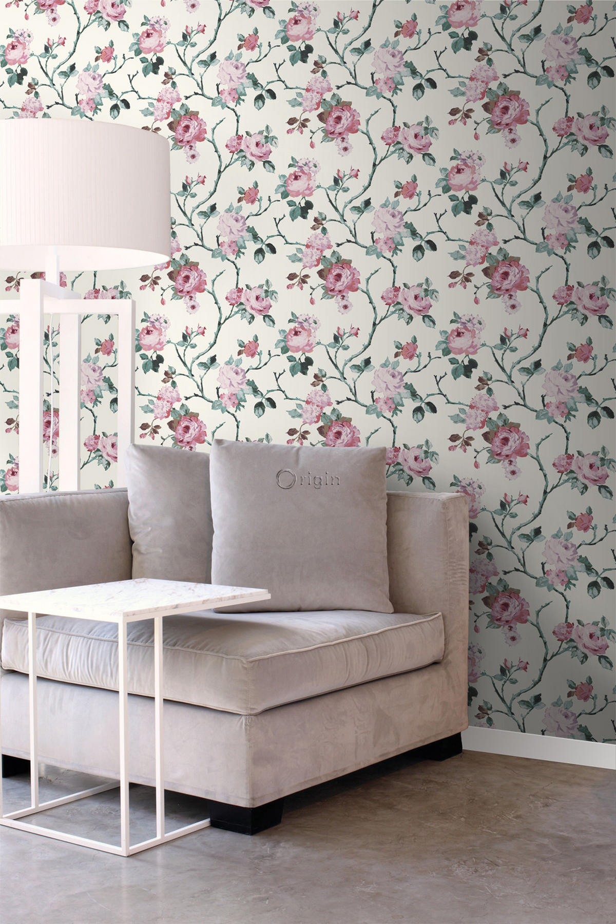TAPETE Blumen 53 cm x 10.05 m - Pink, Papier (53/1000cm) - Origin Wallcoverings