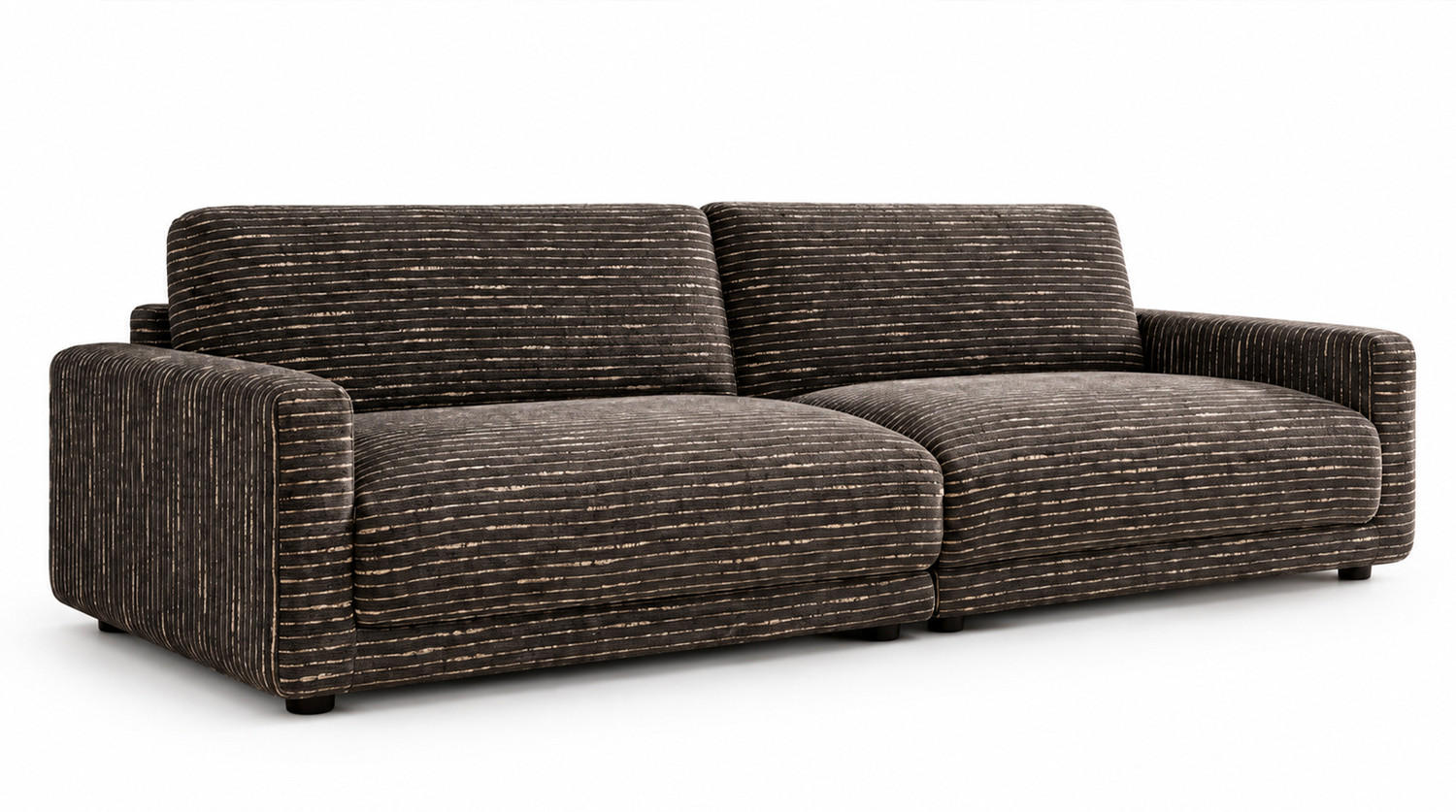 SOFA MARLIN Braun Flachgewebe - Dunkelbraun/Schwarz, Kunststoff/Textil (262/80/100cm) - KAWOLA