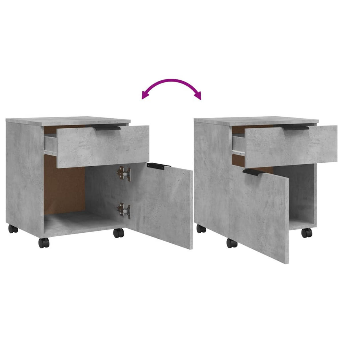 ROLLCONTAINER Mosab rollbar Betongrau 45x38x54 cm - Hellgrau, Holz (45/54/38cm) - DELUKE