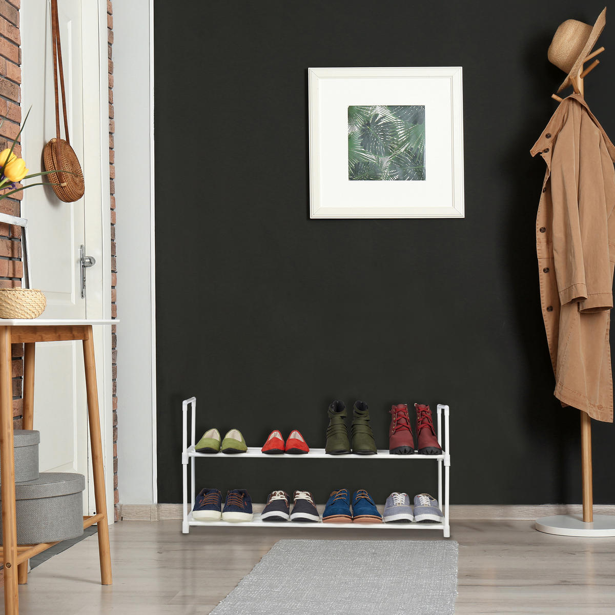 SCHUHREGAL - Weiß, Kunststoff/Metall (90/45/30.5cm) - Relaxdays
